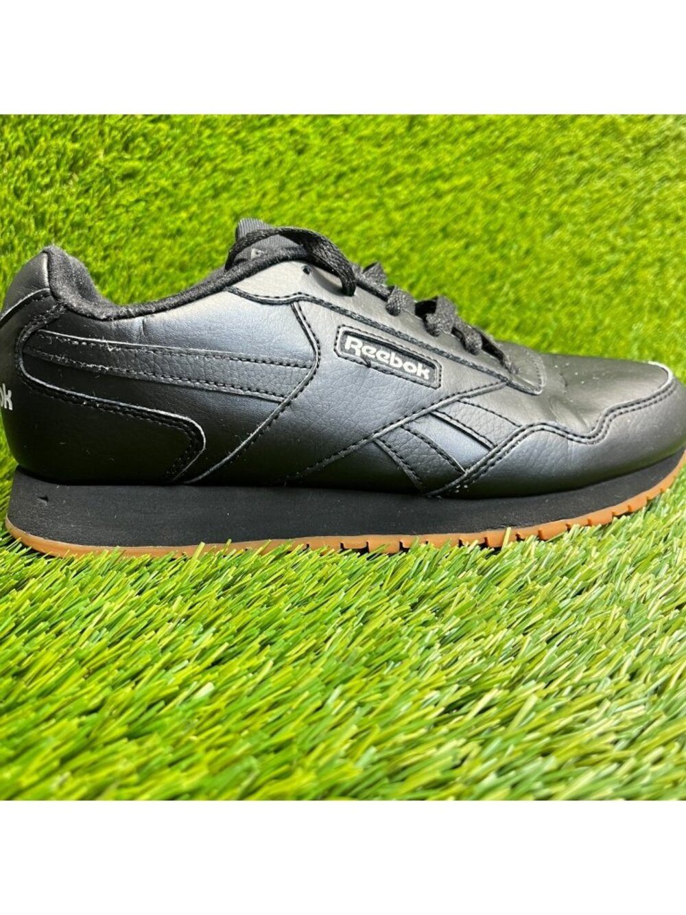Reebok Classic Harman Run Mens Size 7.5 Black Athletic Leather Shoes Sneakers